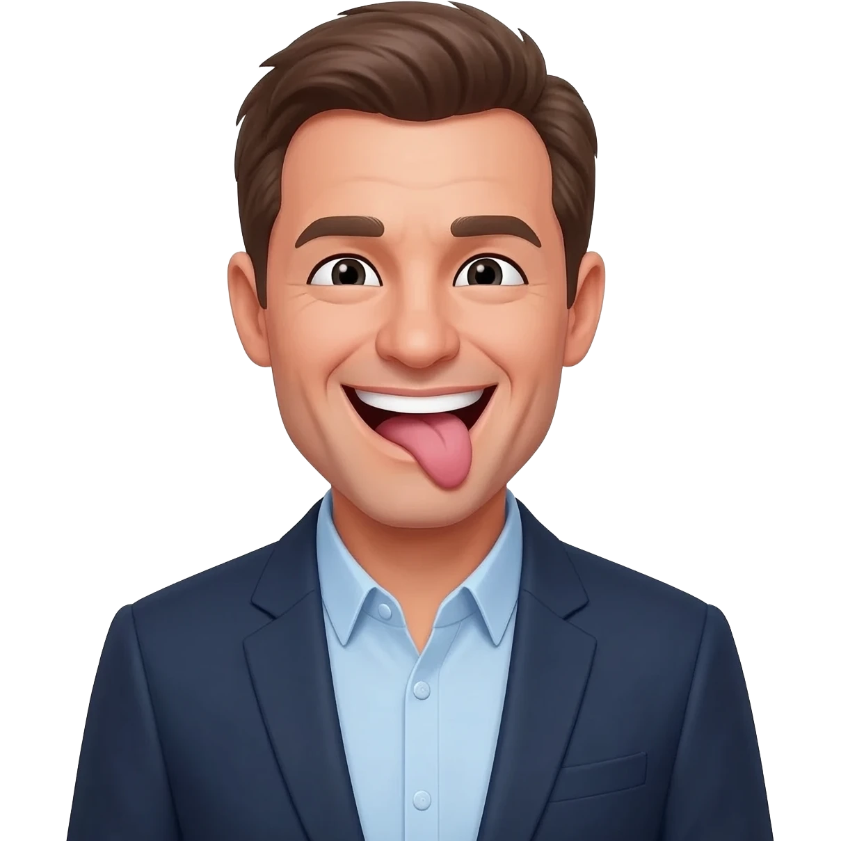 man biting his lip laughing wearing business casual emoji