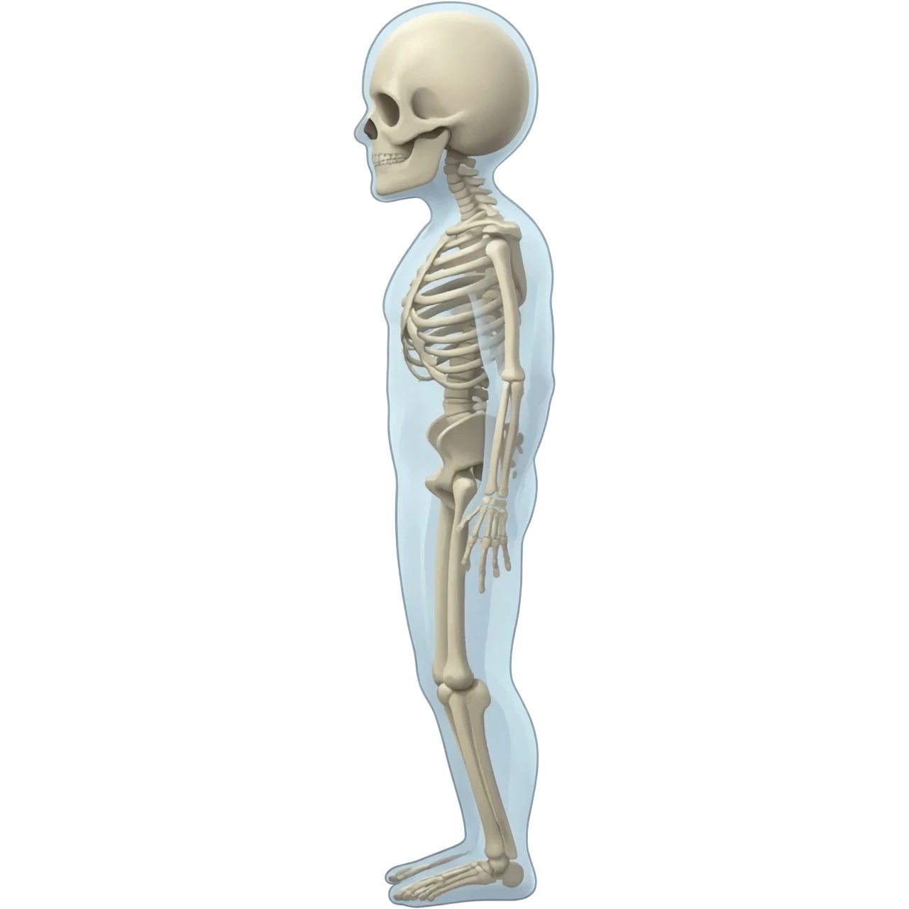 Esqueleto de cuerpo adulto completo, postura lateral derecho emoji