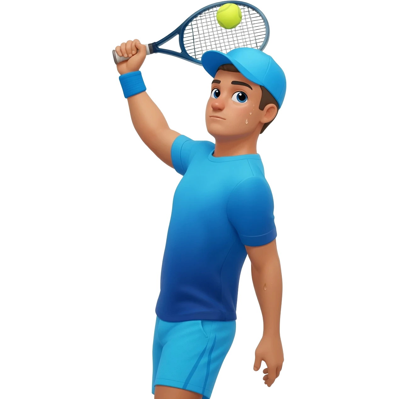 Male playing padel with blue hat and sweatband emoji
