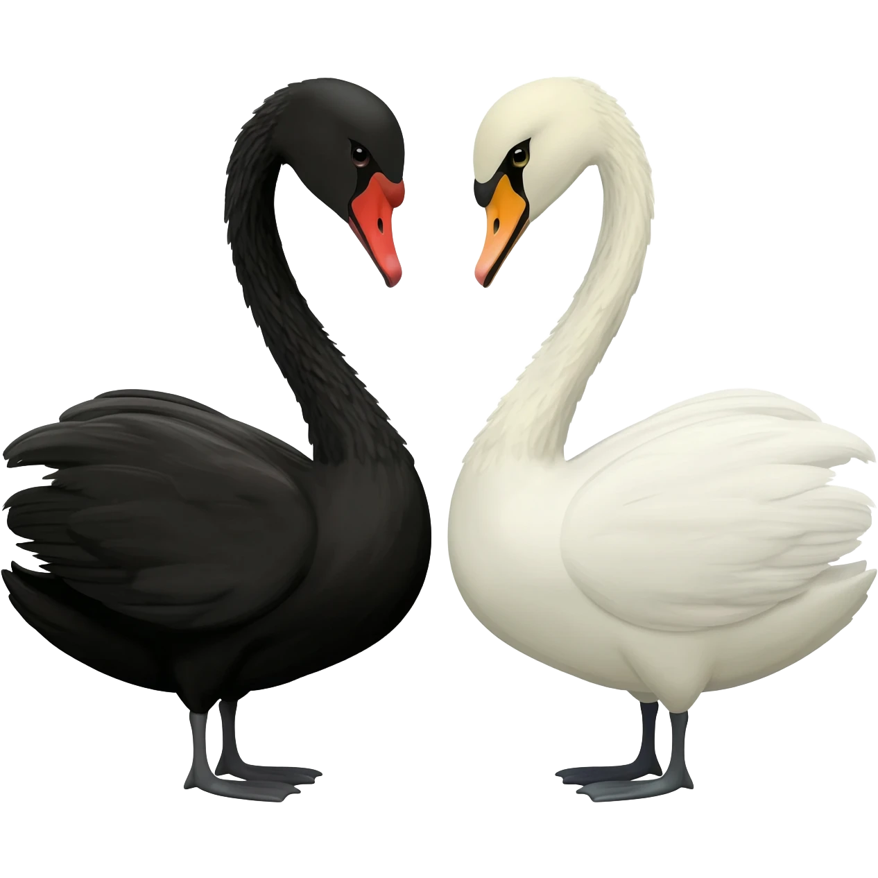 Black swan and white swan looking to each othe emoji