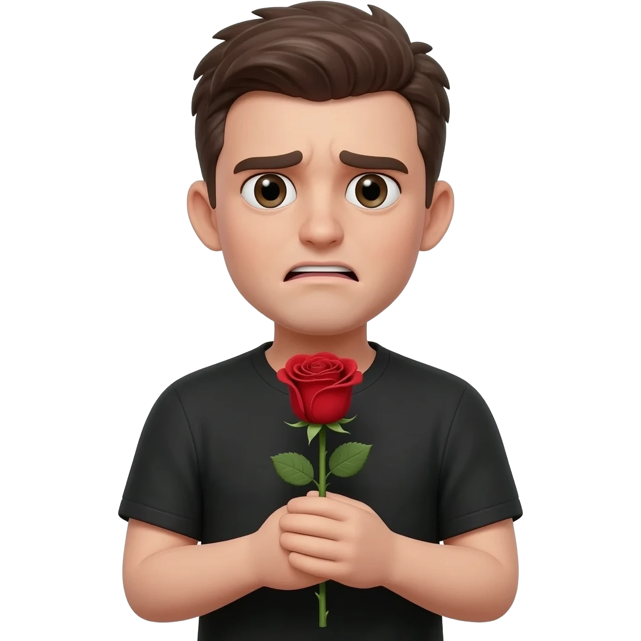 Rose held in shaking hands emoji