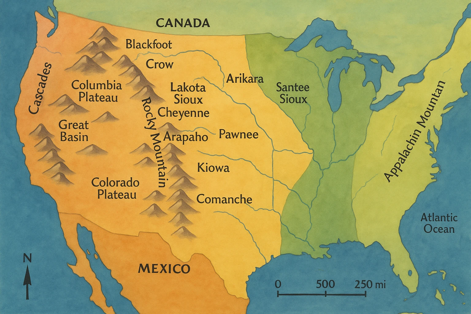 Make a full copy of this map from coast to coast making the lines between each colour clear  emoji