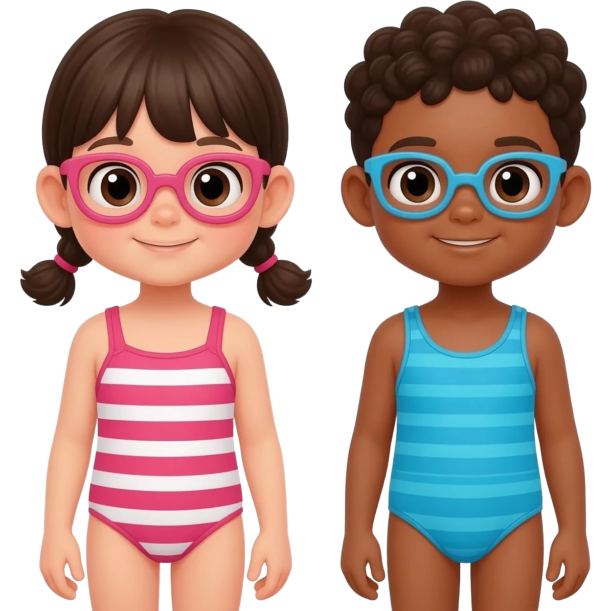 двое детей в купальниках emoji