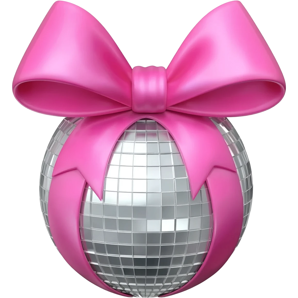 a pink ribbon on a disco ball emoji