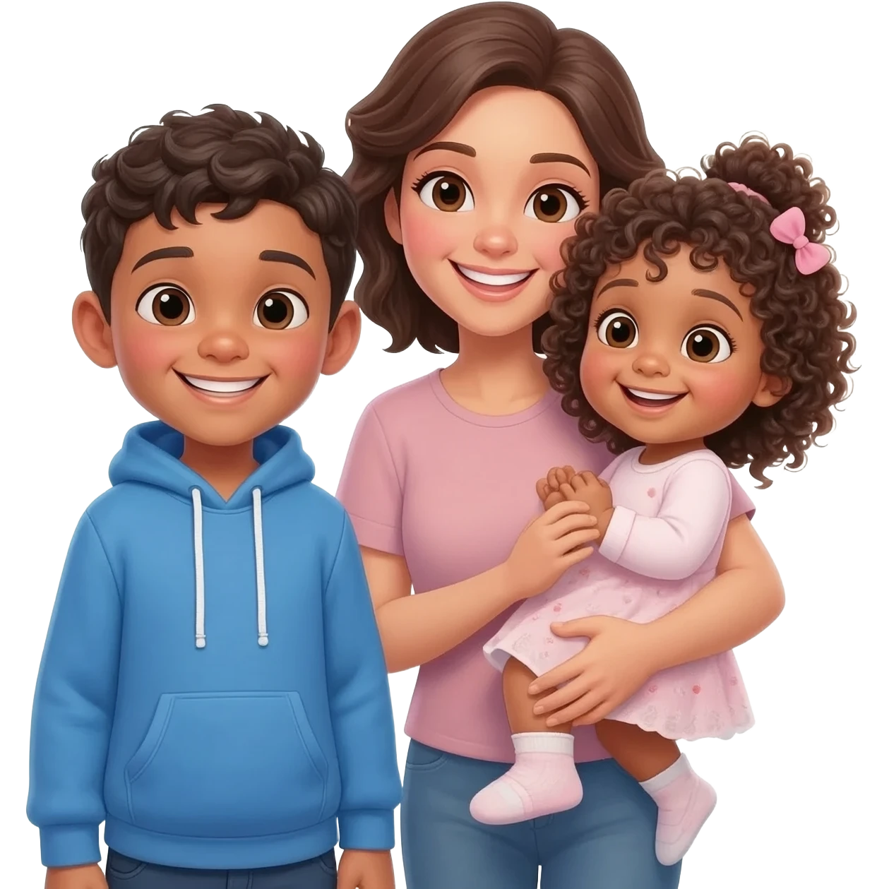 Baby girl big Brother with  mum emoji