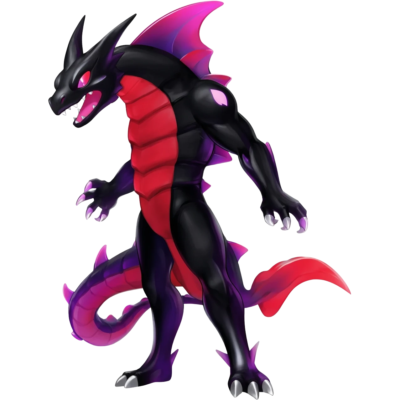 Obsidian-Black and red/purple-gradients lanky elegant evil badass handsome cool beautiful Shiny-Charizard-Salazzle-Seviper-Salandit-fusion emoji