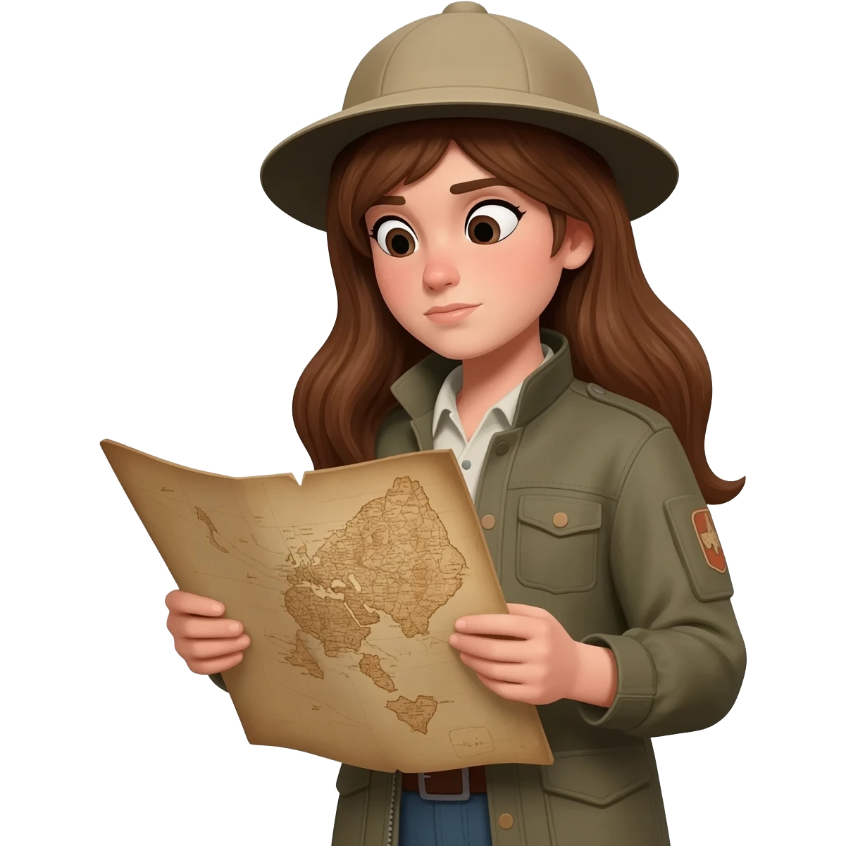archaeologist girl is holding a map emoji