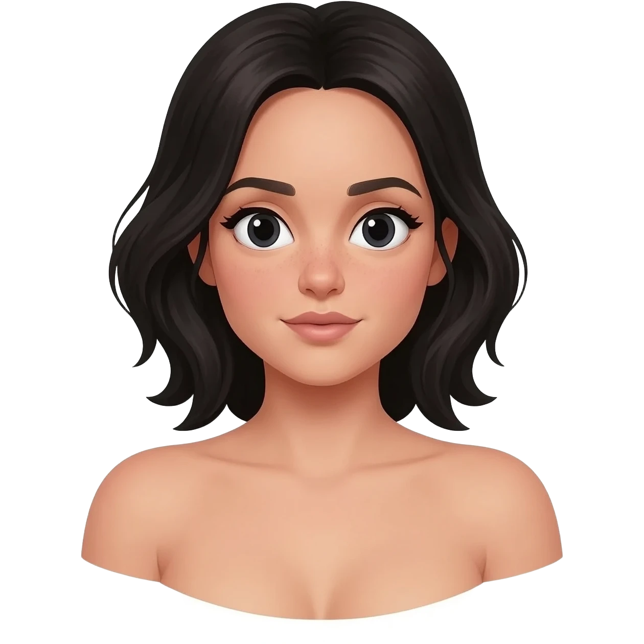 Girl boobs nude black hair with pussy front side emoji