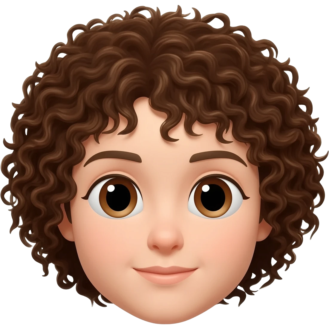 with curly brown hair brown eyes and light skin emoji