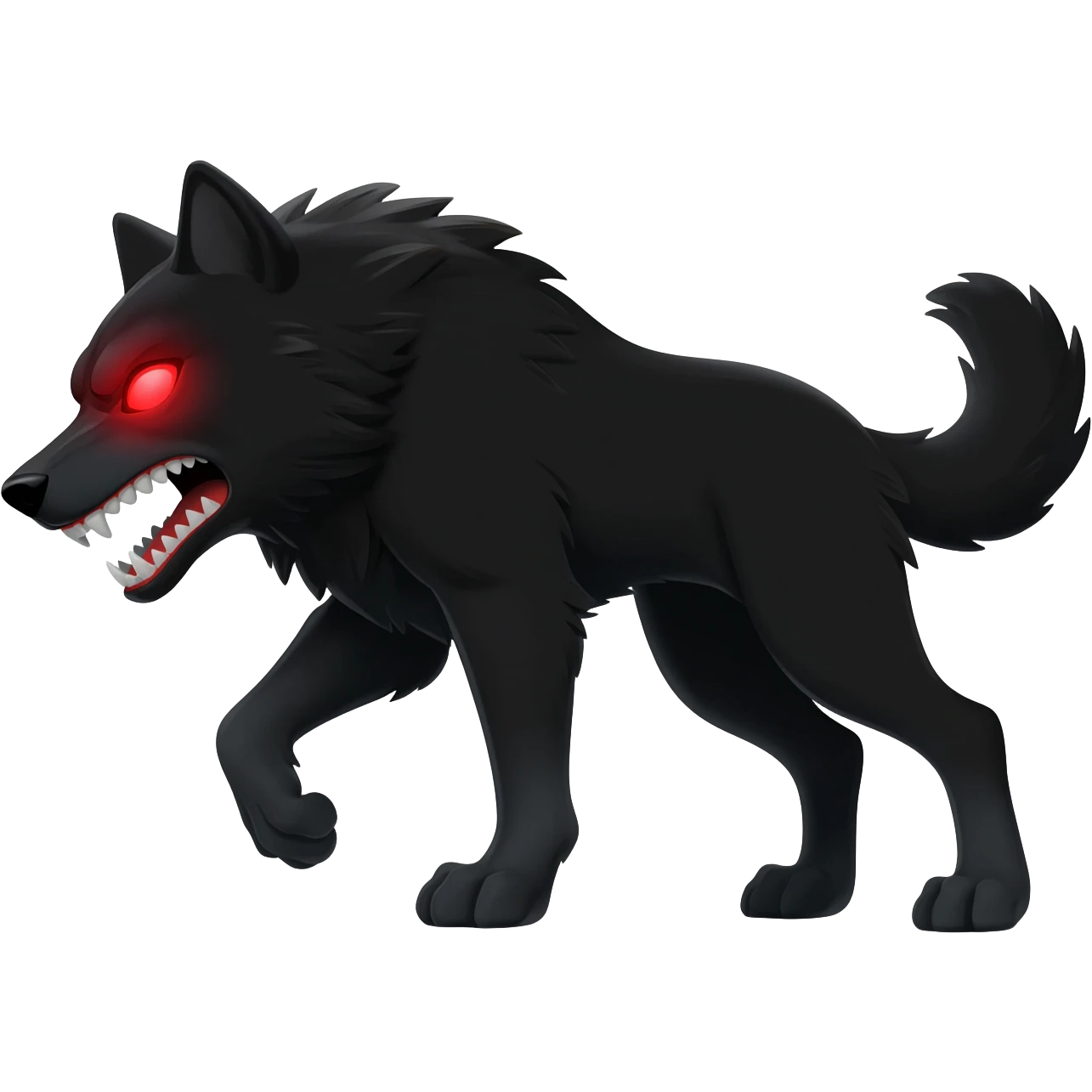 Angry  black wolf with visible red eye emoji