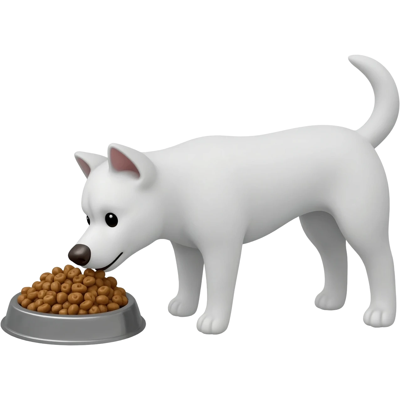 the white dog doesn't want to eat its food emoji