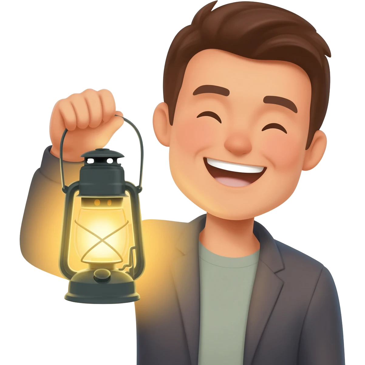 Happy man with light emoji