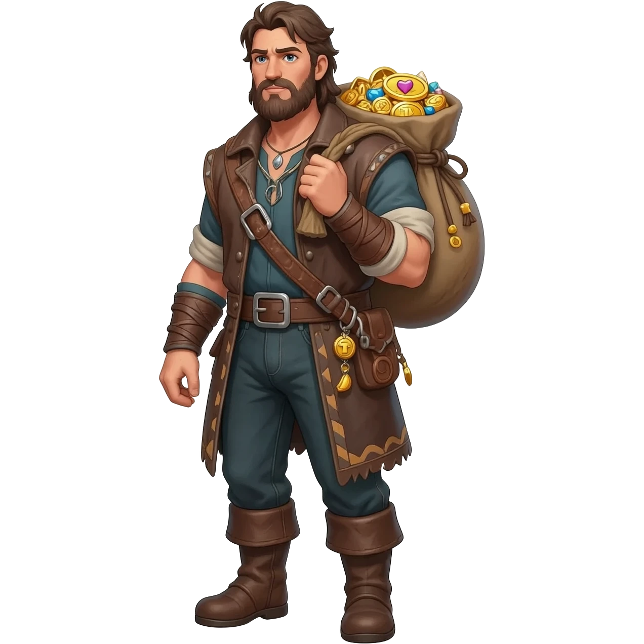  парень несет мешок с драгоценносями за спиной во весь рост  emoji