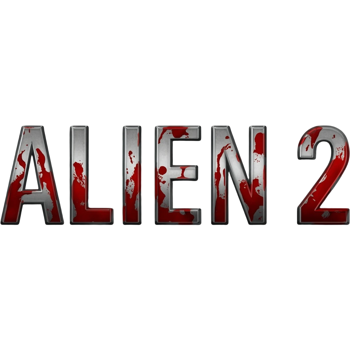 i need it bloody bright-dark text ALIEN 2 in metalic style emoji