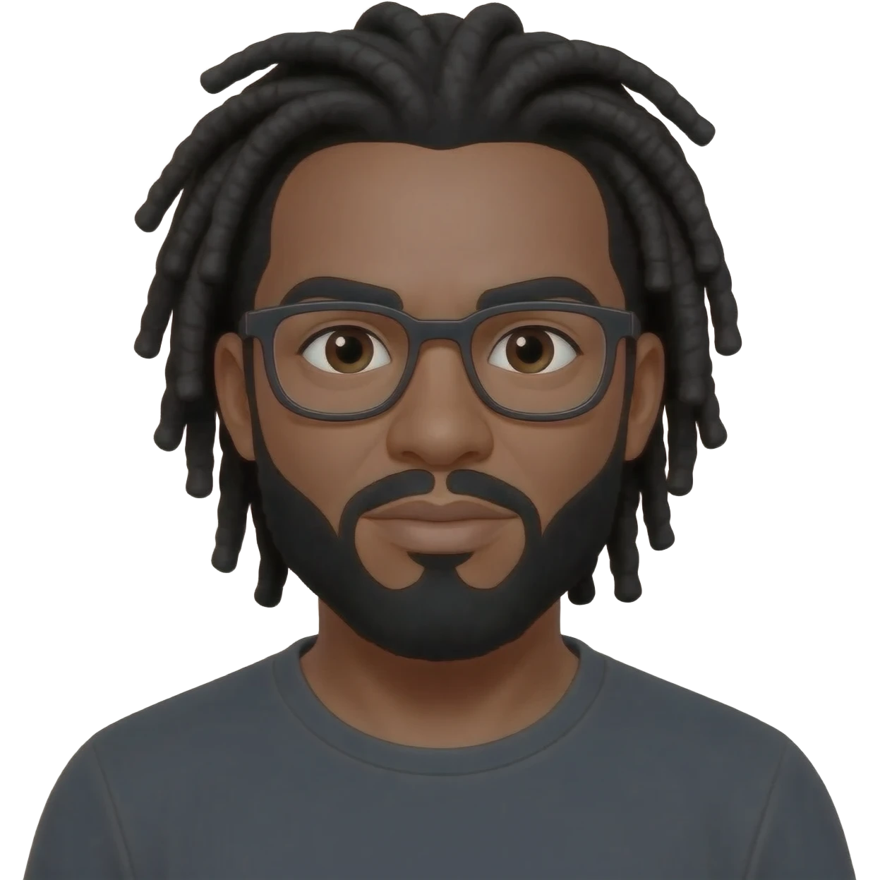 African American guy with black shoulder length dreads wearing glasses with separate beard and mustache emoji