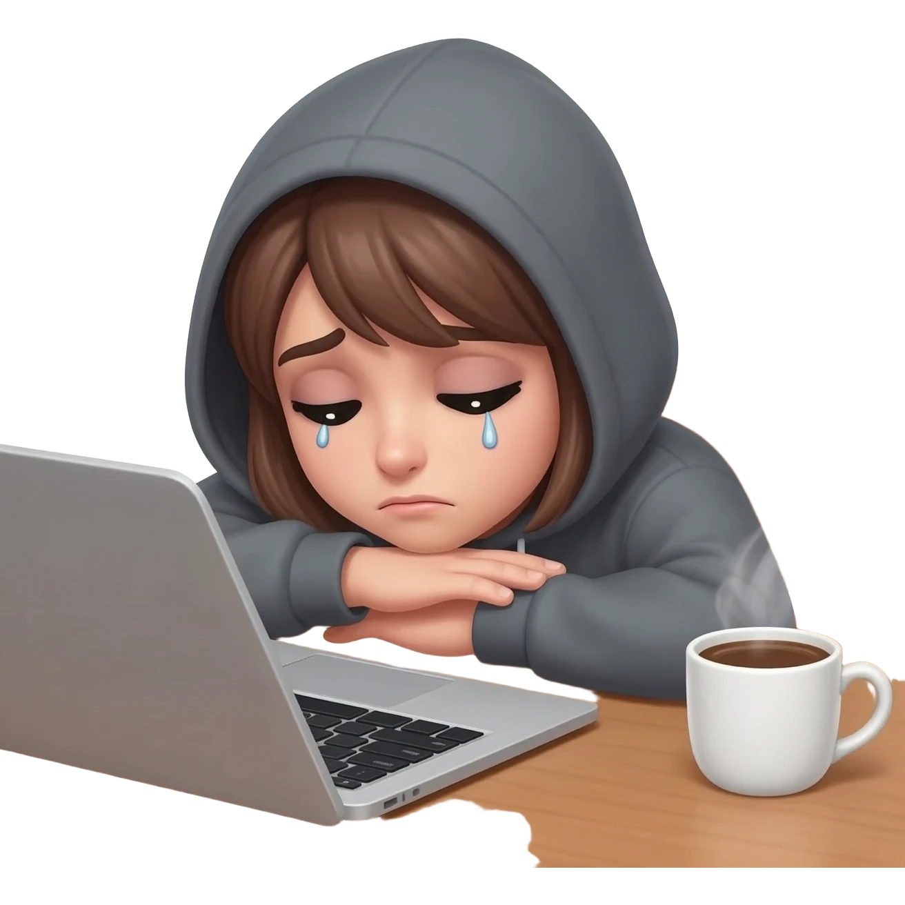 tired of work, the girl at the table emoji