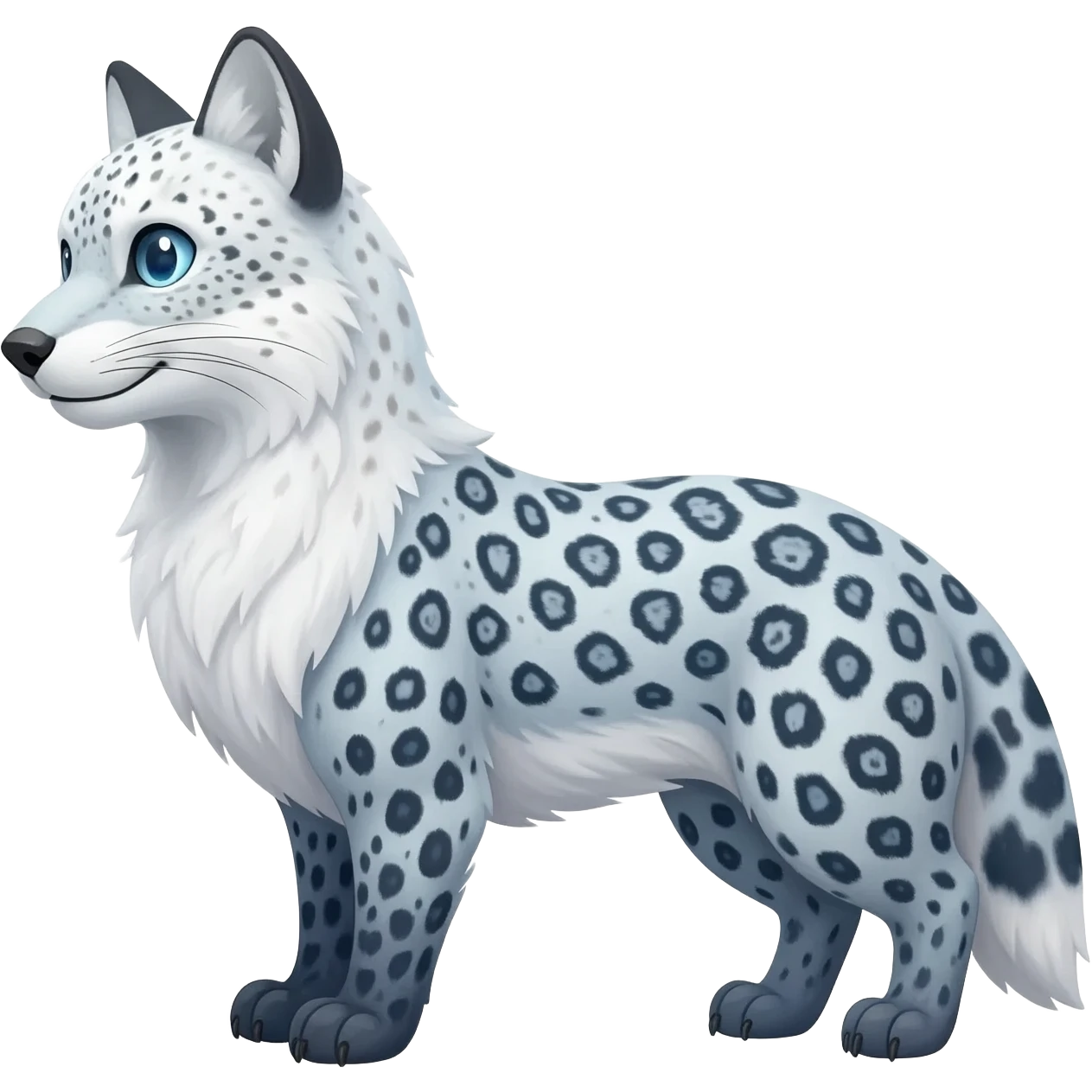 Arctic-Fox-Snow-Leopard-Snowshoe-Hare-Snowy-Owl-hybrid, full body  emoji