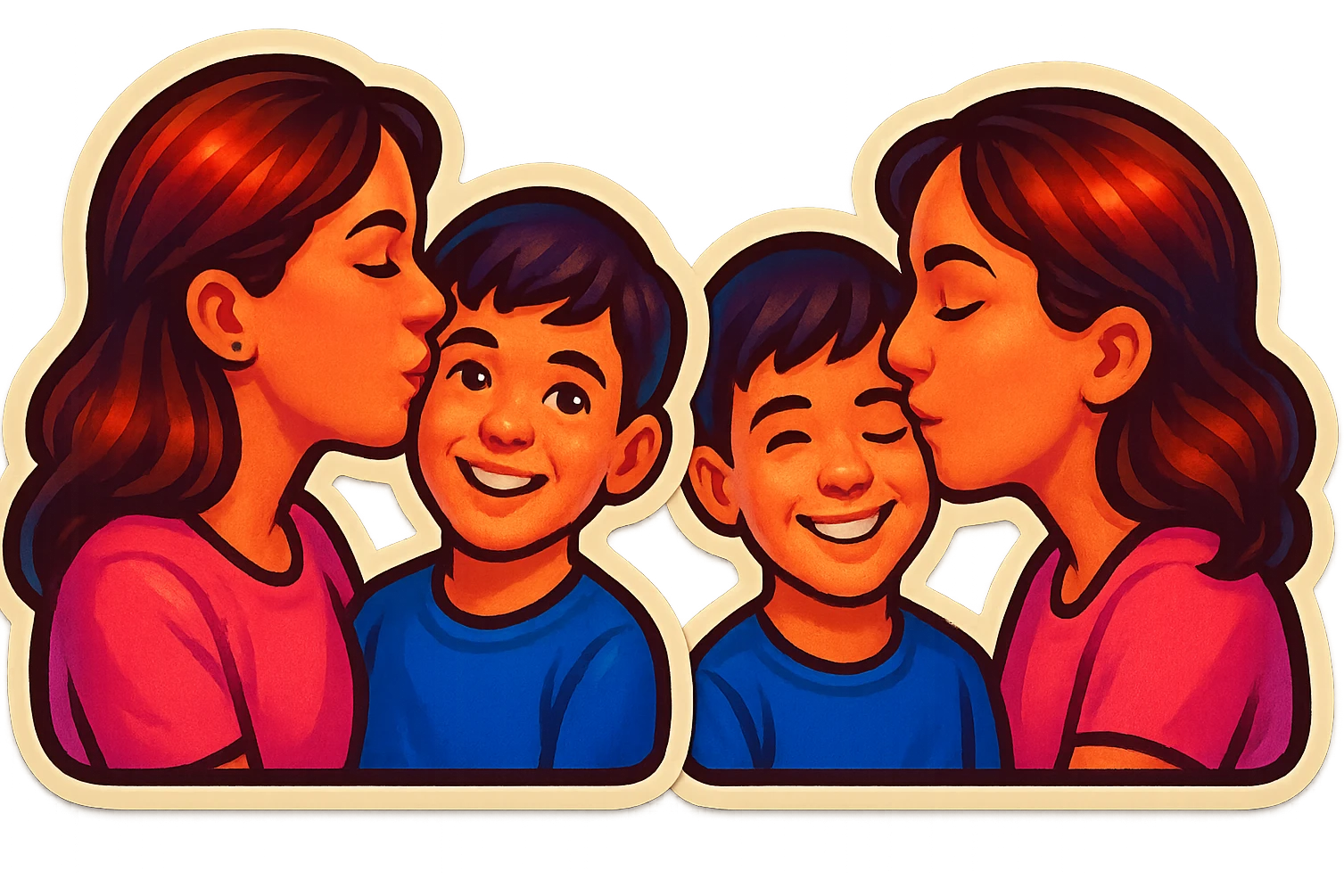 The part about the kiss on the cheek and the part about the kiss on the eye, a mother and son thing emoji