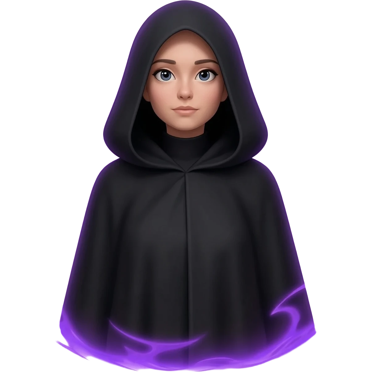 Black cloak with purple aura and boundaries female full body emoji