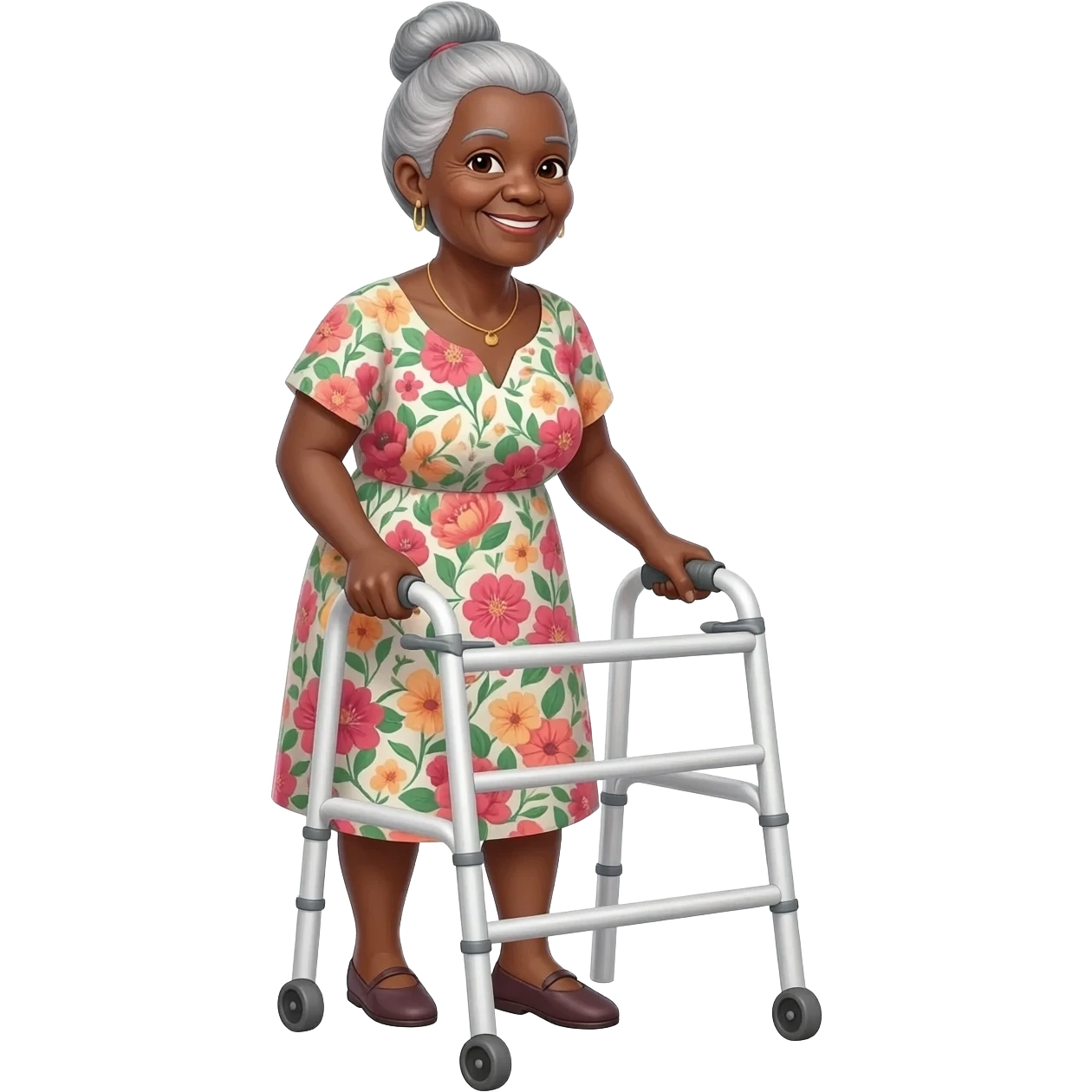 Black grandma with a walker emoji