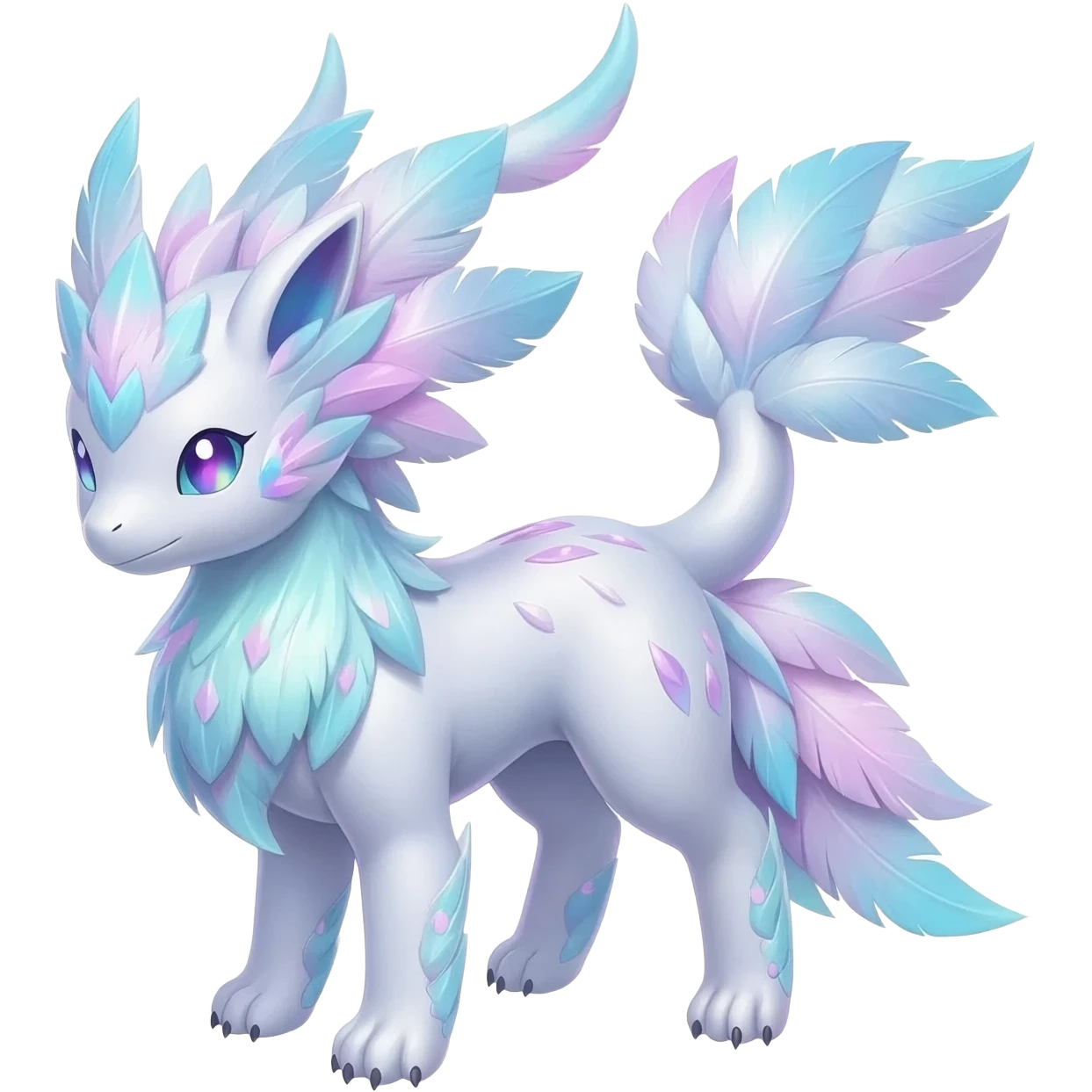 Shiny pastel feathery tropical exotic shimmering silky smooth soft flurry Diancie-Palkia-Amaura-Aurorus-aesthetic-fusion emoji