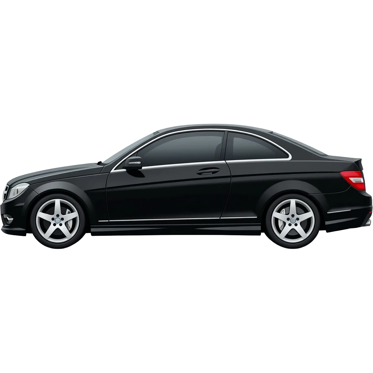 a picture of a black Mercedes C Class W204 Coupe with white calipers and inted windows emoji