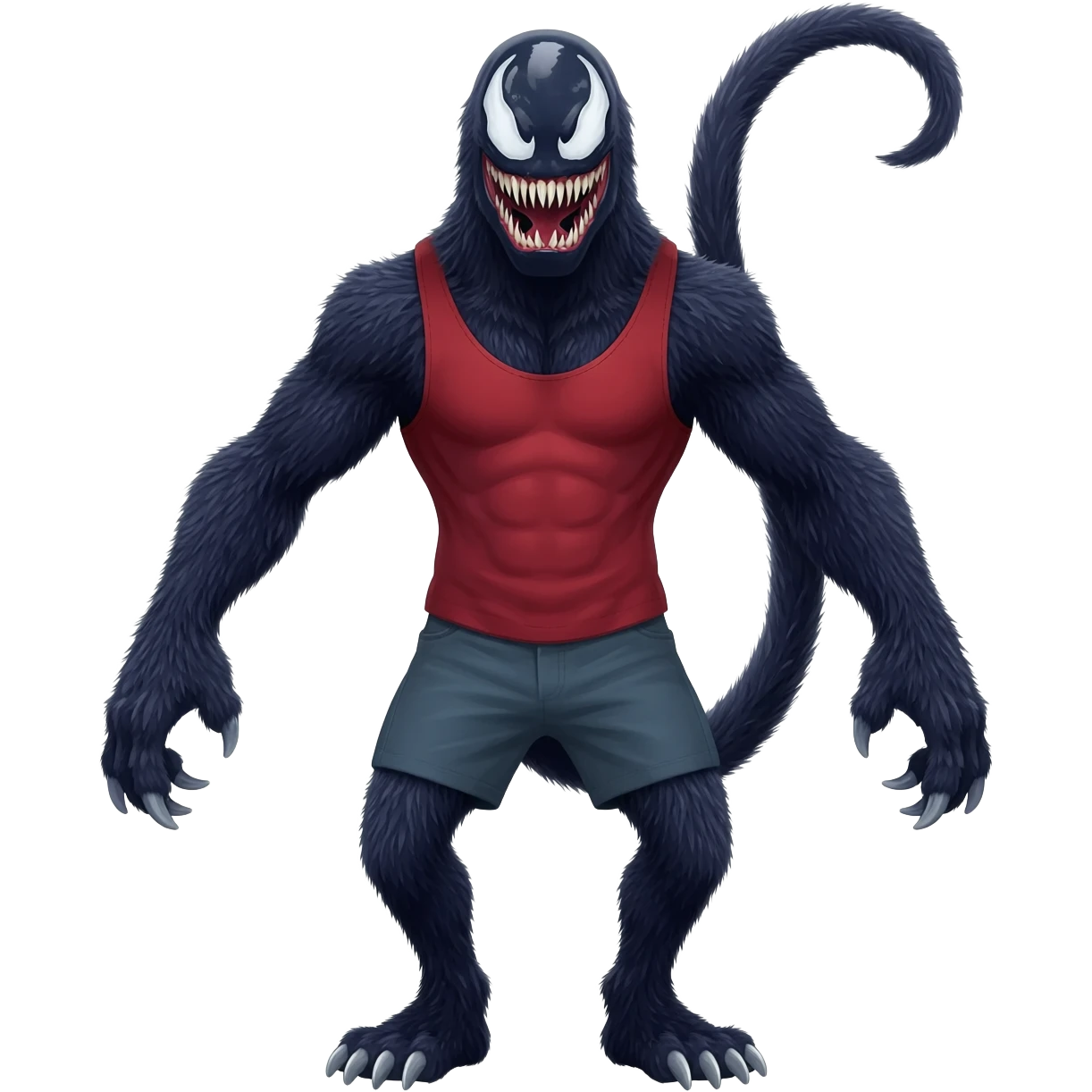  Furry cute handsome cool friendly Venom-Salandit-Xenomorph-hybrid-fantasy-creature (full body) emoji