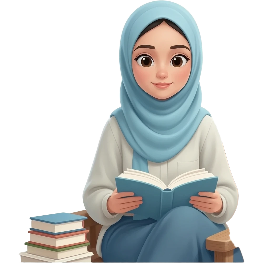 hijab girl reading books emoji
