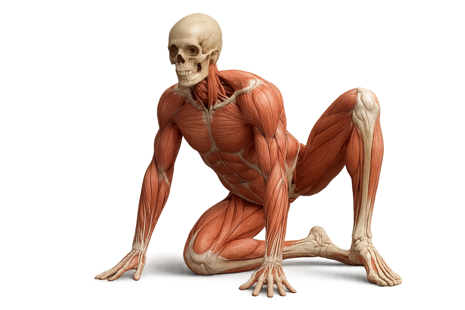 CORPO UMANO ANATOMICO REALISTICO CHE SVOLGE UN ESERCIZIO DI MOBILITà ALLE ANCHE, iperrealistico 4k emoji