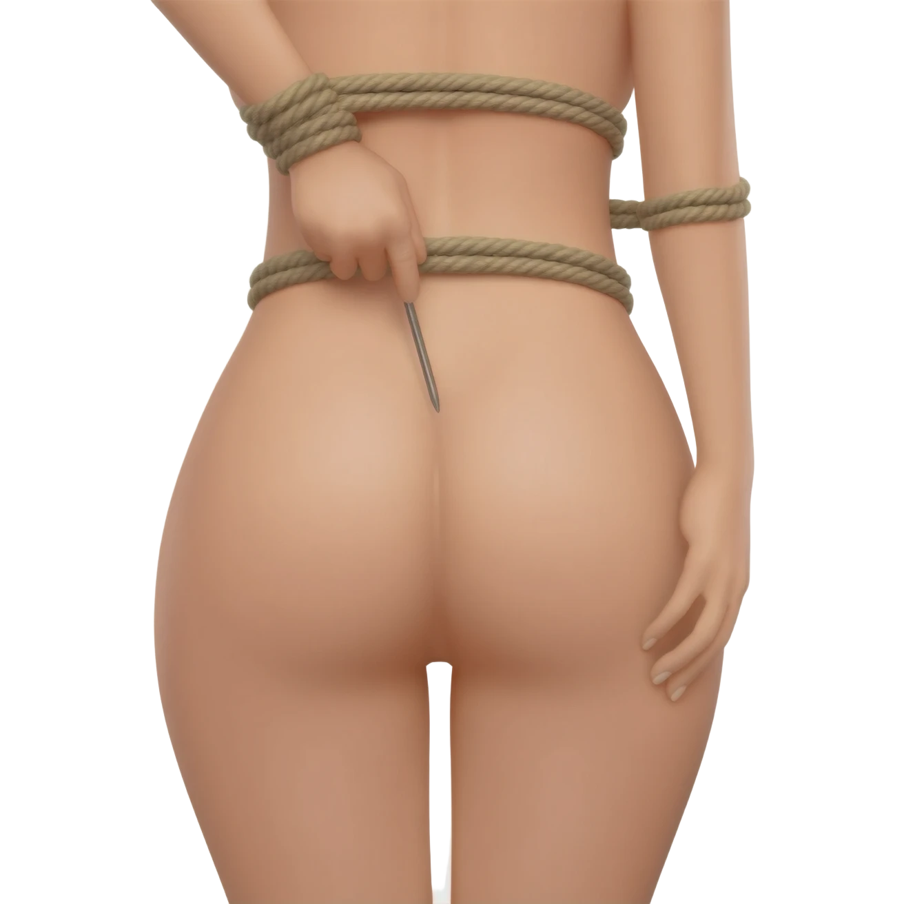 The nude women tied and stick into her asshole (full her body)the hand in goes up emoji