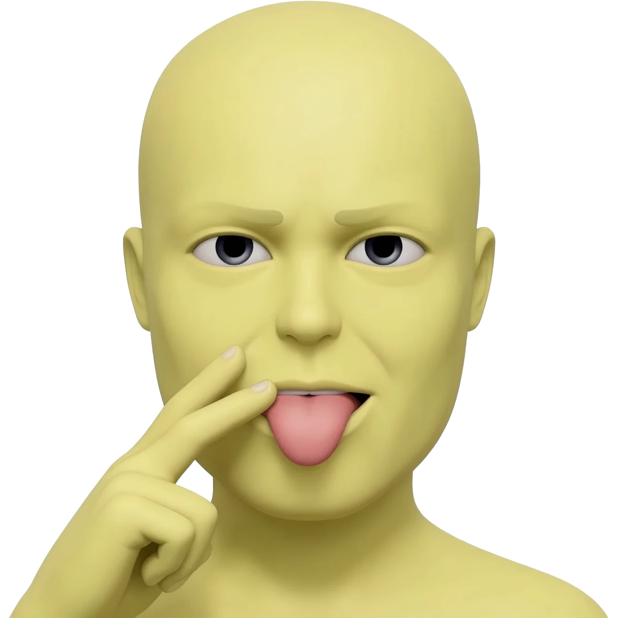 Make a emoji the is like a classic iPhone emoji so it is yellow and make it so the emoji is telling a secret so the hand is right next to the mouth but make the tongue stick out emoji