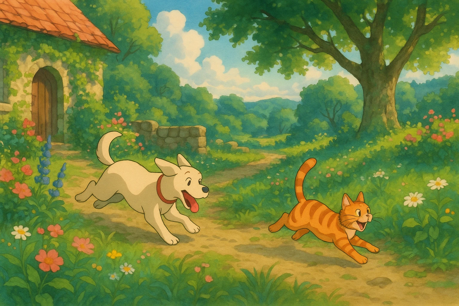 dog chasing cat emoji