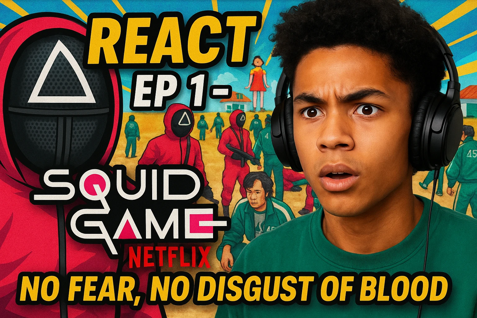 Ep 1 react a squid game de netflix defi ne pas avoir peur et pas être dégouté du sang  emoji