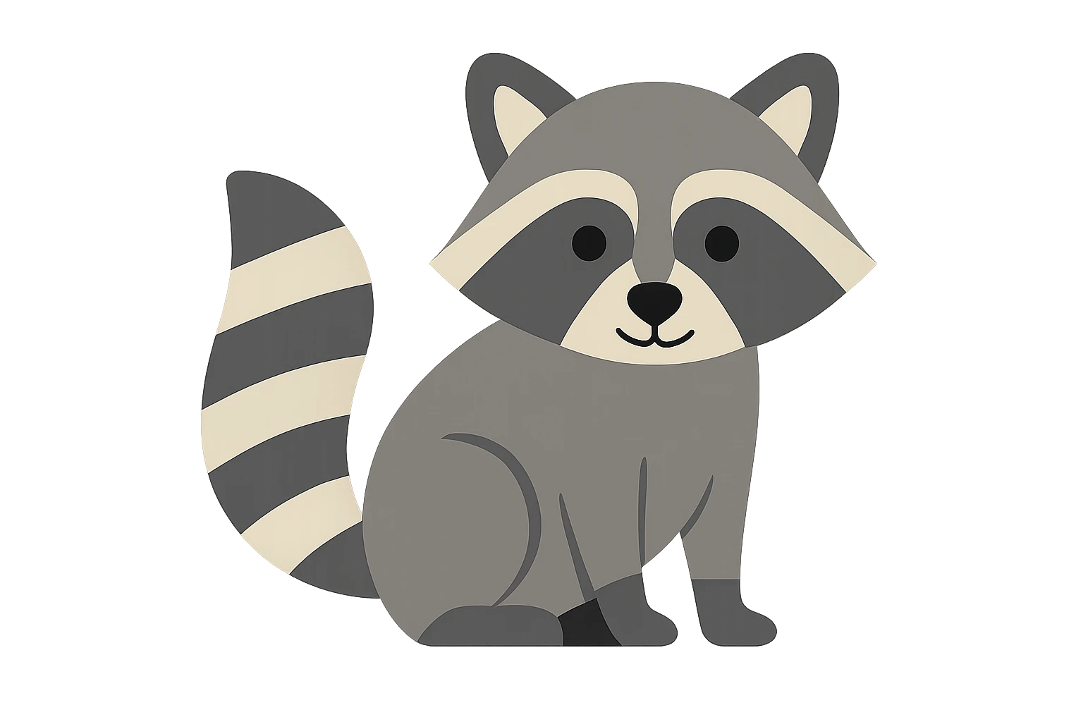 Flat design style raccoon emoji