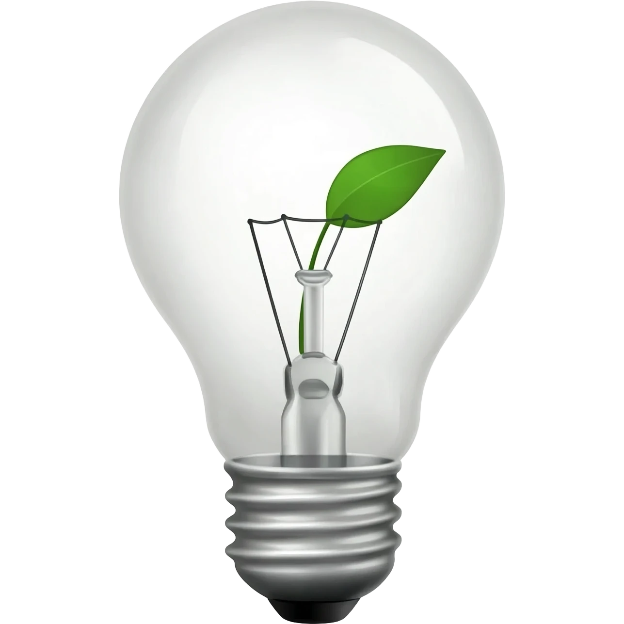 light bulb with a green leaf emoji