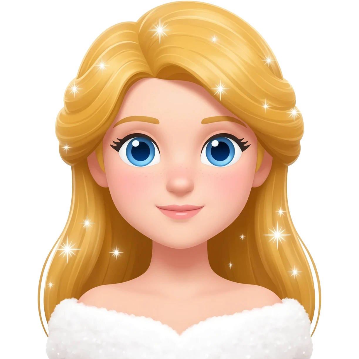 princess with blue eyes and vibe sparkles around her emoji