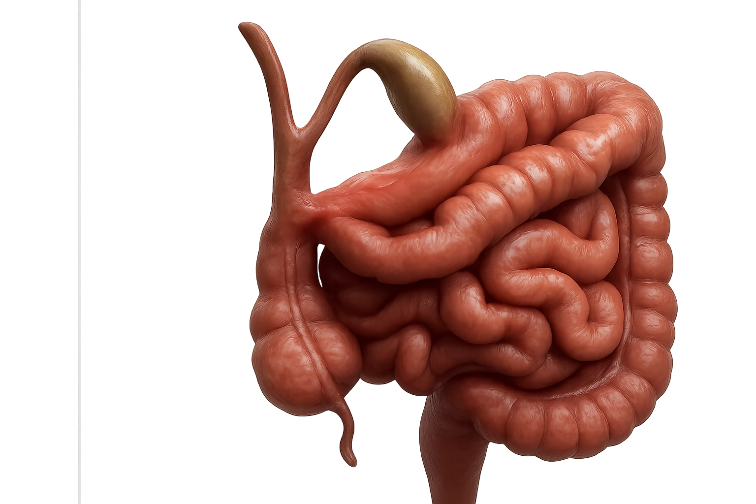 CISTIFELLEA E INTESTINO SONO COLLEGATI NEL DOLORE, SENZA SCRITTE E L'INTESTINO FALLO PERFETTO E REALISTICO, NON DISEGNATO iperrealistico 4k emoji