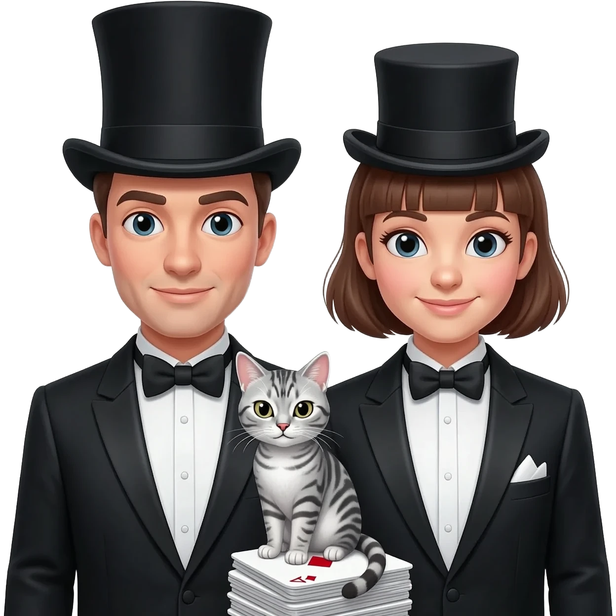 magician couple and their pet cat emoji