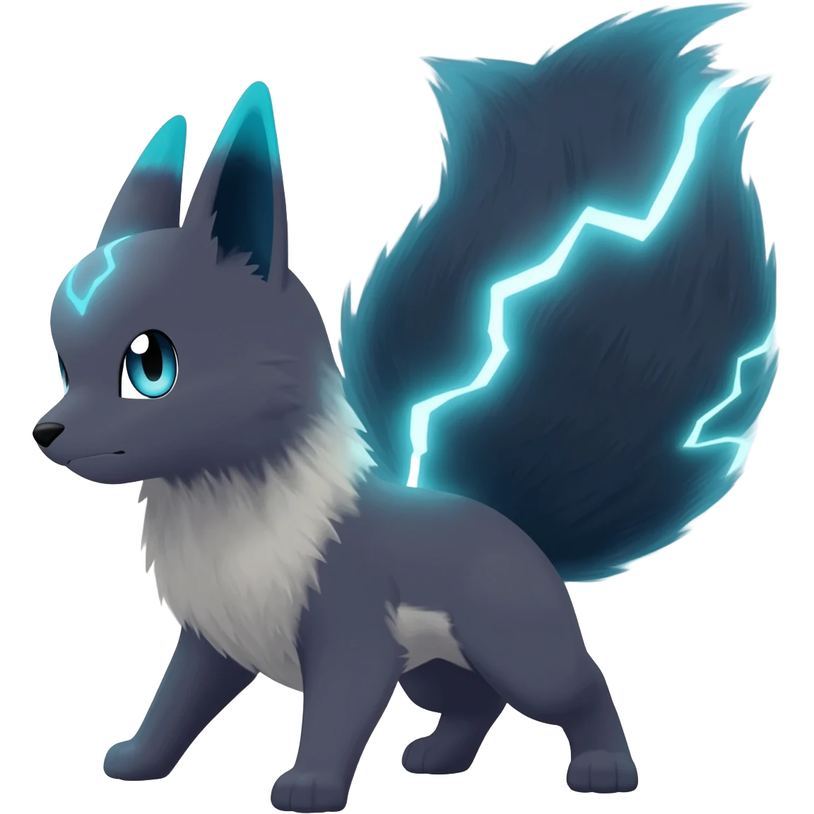 Elemental furry Dark-type-Electric-type natural Pokémon-Fakémon-creature emoji