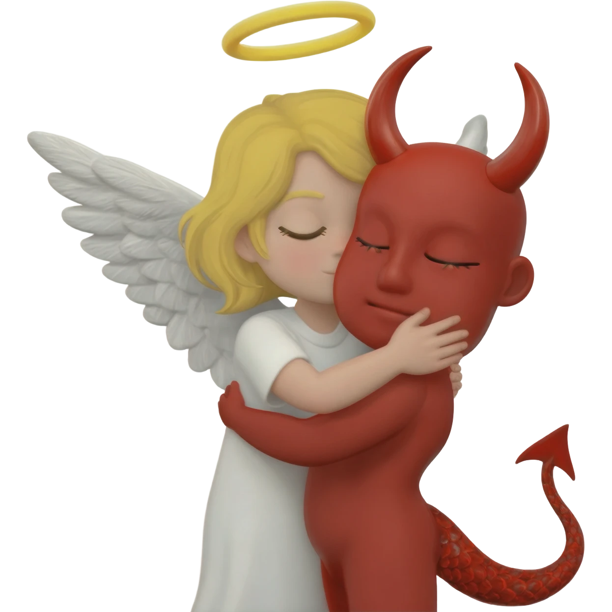 Angel abrazando a un diablo emoji