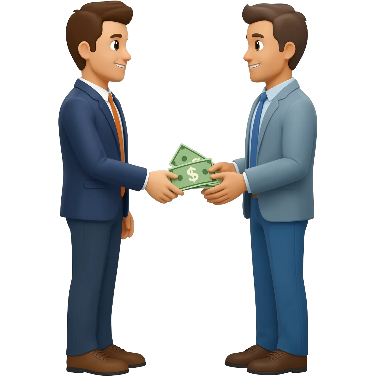 Intercambio de dinero entre dos hombres uno es un hombre de emoji