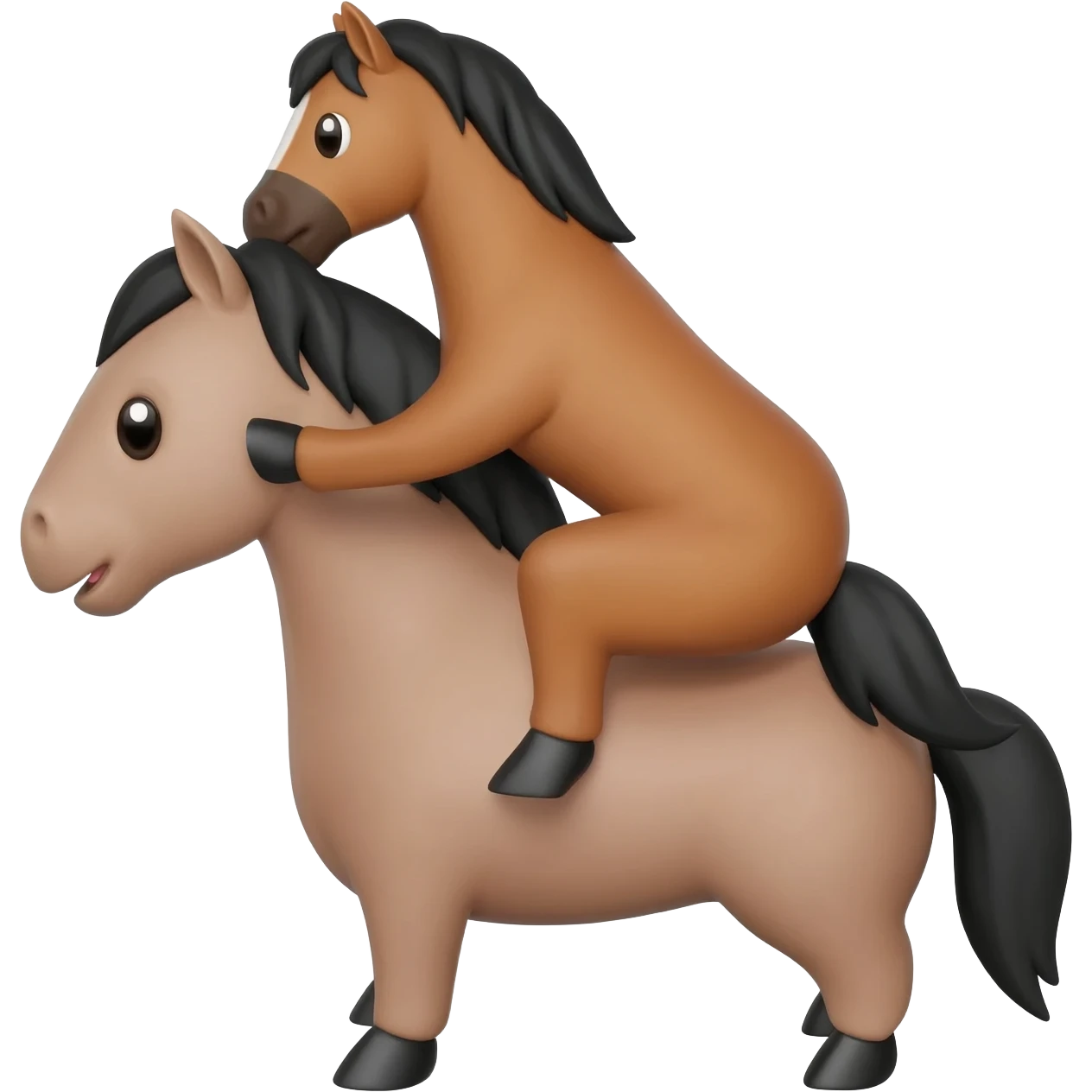 Can we create an emoji of a horse on top of another horse obviously fucking from an angle so you can see both horses in the picture, but one on top of each other emoji