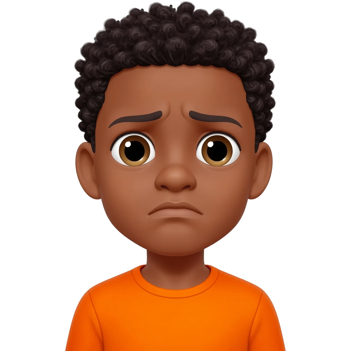 black boy curly hair orange shirt body hurts ouch emoji