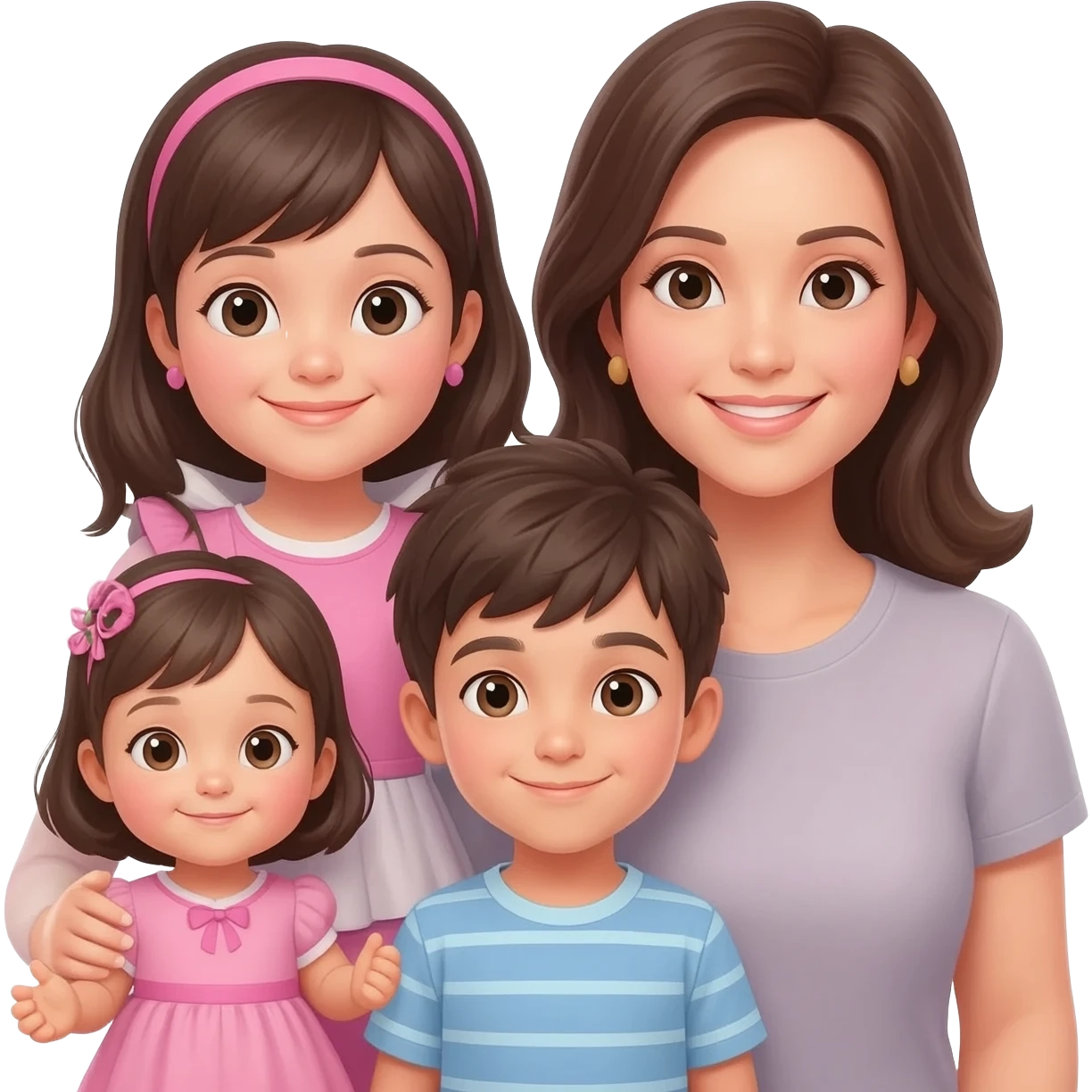 Baby girl big Brother with  mum emoji