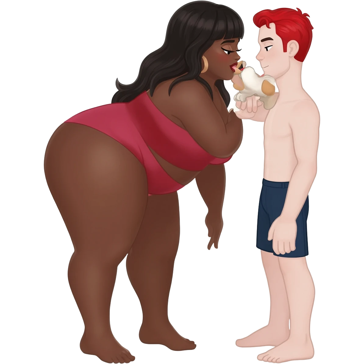 Black girl with big tits and skinny white guy with red hair having doggy style sex emoji