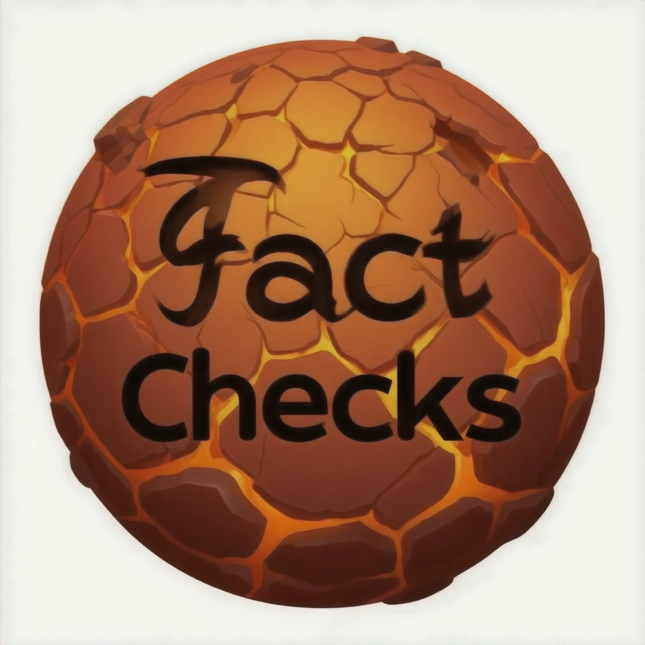 a red burning planet with "Fact Checks" written in black letters on it, just the planet, no background emoji