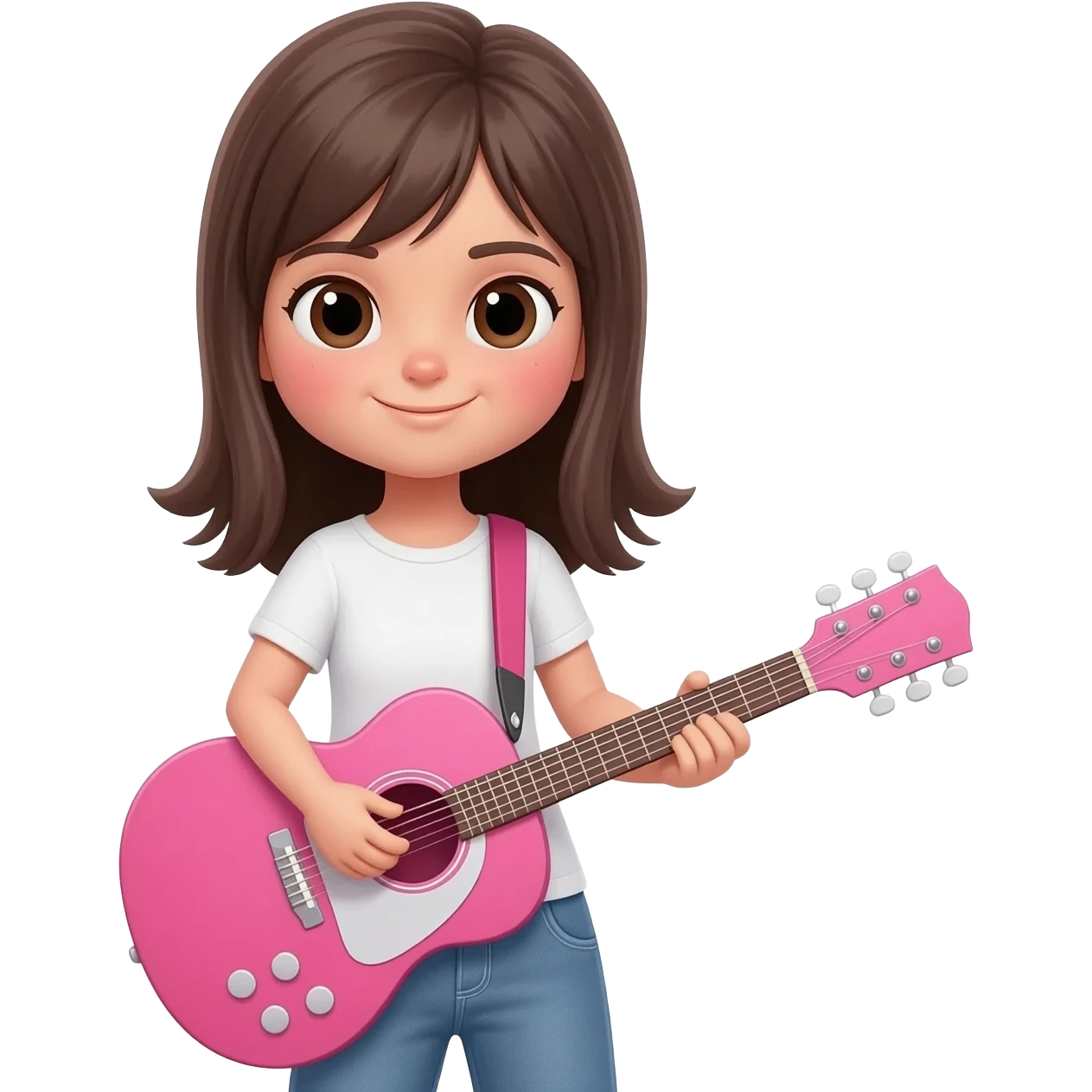 Chica tocando una guitarra rosa emoji
