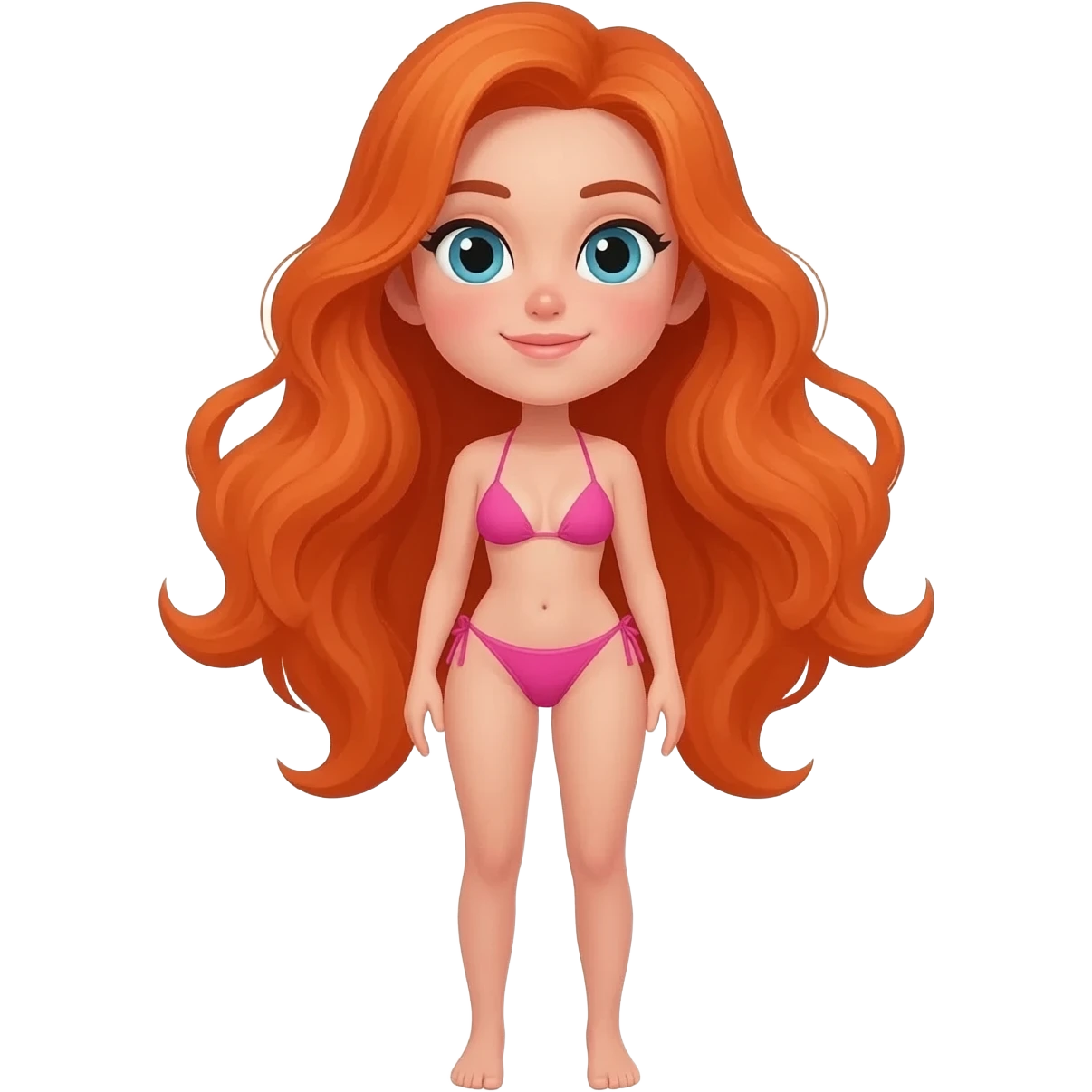 Nackte mädchen mit rot / orange haaren bikini rosa ganzkörper emoji