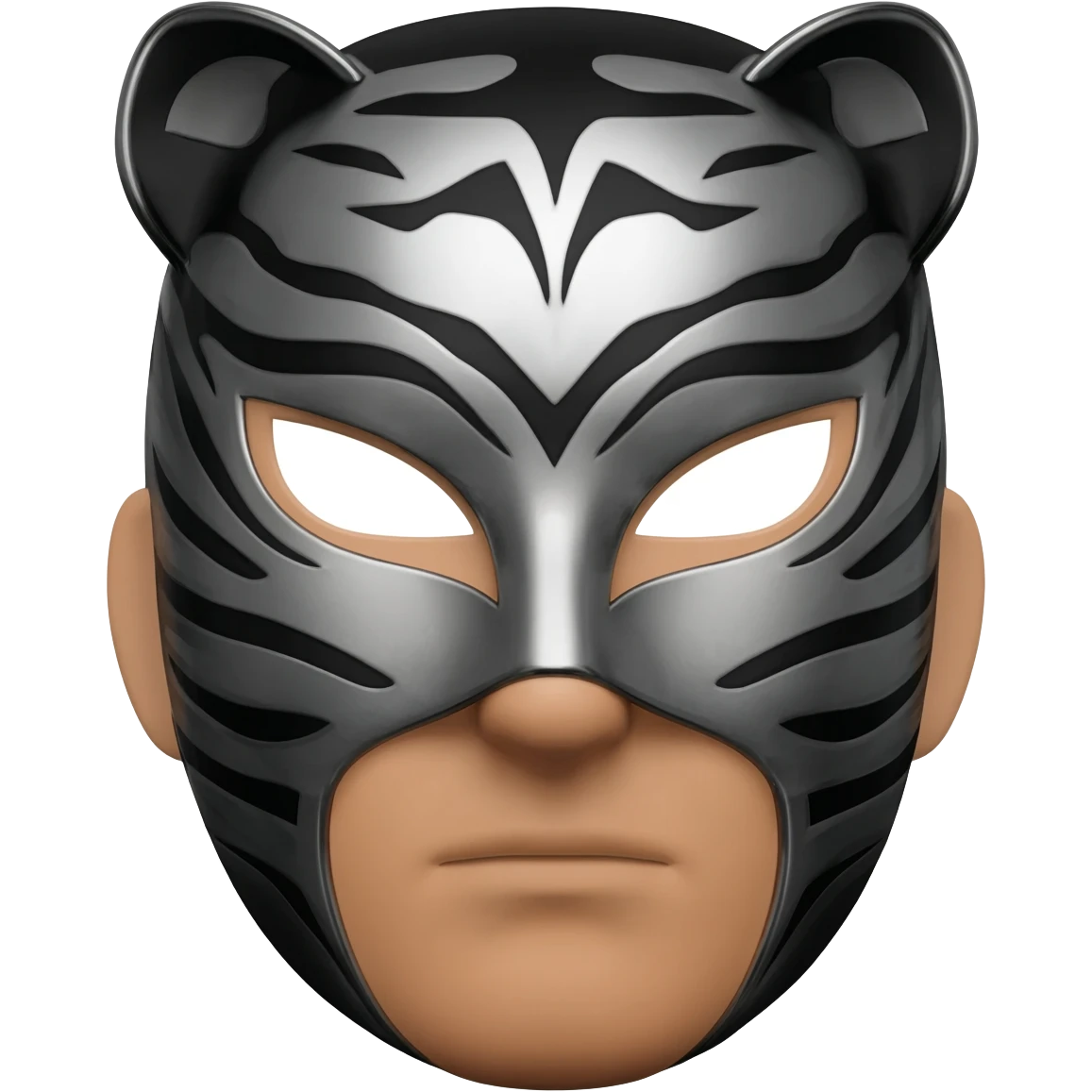 タイガーマスクをかぶったプロレスラー。マスクのベースの色は黒で、模様は灰色 emoji