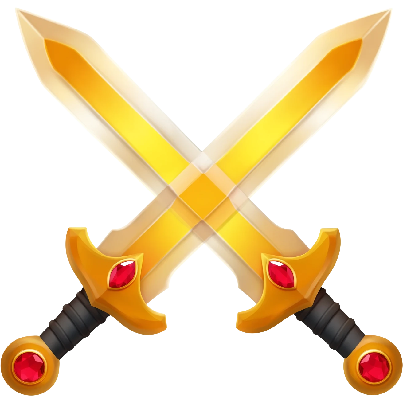Flaming golden crossed swords with red gems emoji